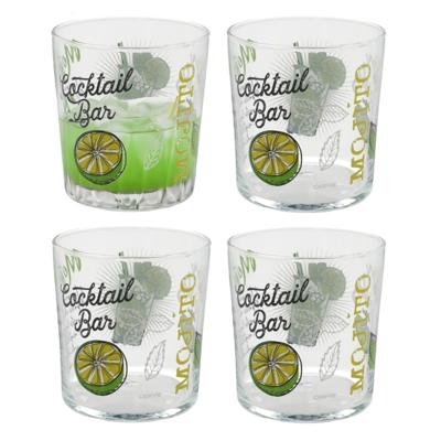 Gerimport Mojito cocktailglazen - 4x - gedecoreerd glas - met teksten - 360 ml