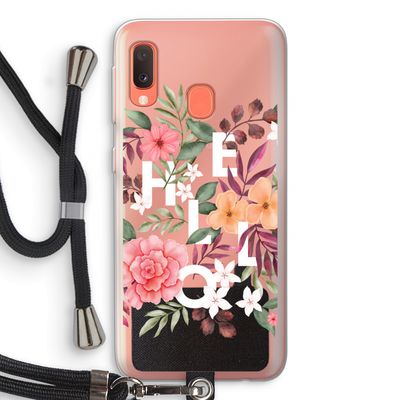 Hello in flowers: Samsung Galaxy A20e Transparant Hoesje met koord