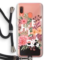 Hello in flowers: Samsung Galaxy A20e Transparant Hoesje met koord