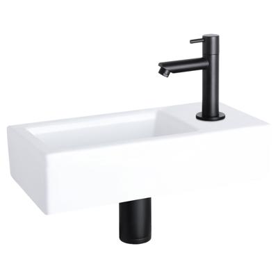 Differnz Ravo fonteinset rechts - keramiek - kraan recht - 38.5 x 18.5 x 9.5 cm - mat zwart