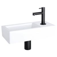 Differnz Ravo fonteinset rechts - keramiek - kraan recht - 38.5 x 18.5 x 9.5 cm - mat zwart