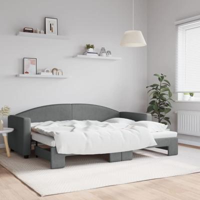 Slaapbank met onderschuifbed 80x200 cm stof donkergrijs