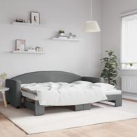 Slaapbank met onderschuifbed 80x200 cm stof donkergrijs