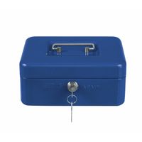 AMIG Geldkistje met 2 sleutels - blauw - staal - 15 x 11 x 7 cm - inbraakbeveiliging - Geldkistjes - thumbnail