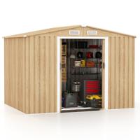 Tuinhuisje in Anti-UV Gegalvaniseerd Staal 7m³ Tuinhuisje voor Buiten met Fundering en Schuifdeur Oprit 4 Ventilatiegaten 4 Handschoenen Inbegrepen