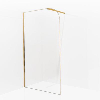 Fortifura Galeria Inloopdouche - 120x200cm - afgeronde glaswand - helder glas - wandarm - geborsteld messing PVD (Goud) SW1245011/SW797910