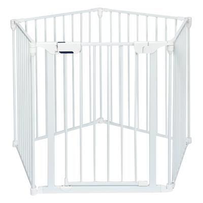 5-In-1 Metalen Grondbox Baby Hek Veiligheidshek Kerstboom en Open Haard Hek Verstelbare Huisdier Hek met Zwaaideur Wit