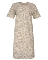 Tenora dames nachthemd knoopsluiting - korte mouw - Beige