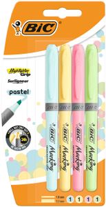 BIC Highlighter Grip Pastel markeerstift 4 stuk(s) Beitelvormige punt Blauw, Groen, Roze, Geel