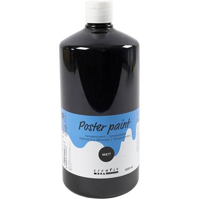 Creativ Company Tempera verf mat, zwart, 1000 ml/ 1 fles