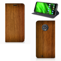 Motorola Moto G6 Book Wallet Case Donker Hout - thumbnail