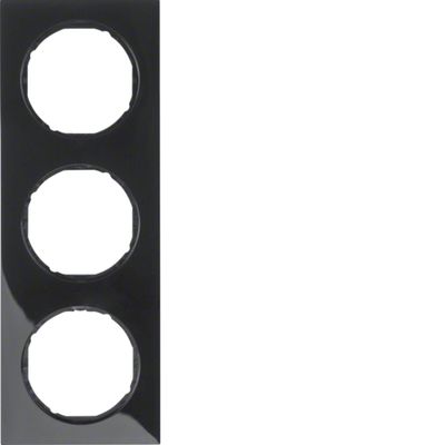 BERKER Afdekraam 3V R3 Zwart RAL 9005 glanzend horizontaal en verticaal