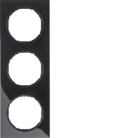 BERKER Afdekraam 3V R3 Zwart RAL 9005 glanzend horizontaal en verticaal
