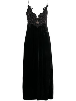 ZIMMERMANN robe évasée à fleurs en velours - Noir