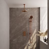 Inbouw Regendouche Set Brauer Copper Edition Plafond Uitloop Ronde Hoofddouche 20 cm Met Glijstang en Handdouche 3 Standen Koper Brauer - thumbnail