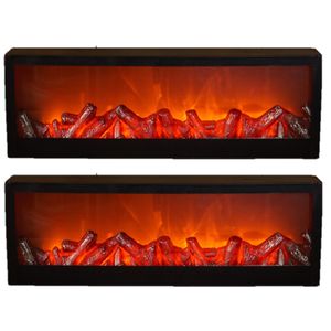 2x stuks sfeerhaarden/open haard lantaarns zwart met led verlichting L60 x B10 x H20 cm