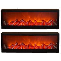 2x stuks sfeerhaarden/open haard lantaarns zwart met led verlichting L60 x B10 x H20 cm - thumbnail