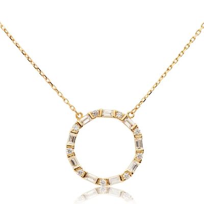 Glow 202.0926.45 Ketting Cirkel geelgoud-zirconia wit 45 cm