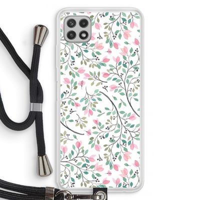Sierlijke bloemen: Samsung Galaxy A22 4G Transparant Hoesje met koord