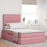 Opbergbed met LED met matras Roze 120 x 190 cm Fluweel