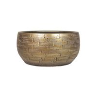 Plantenpot/bloempot schaal keramiek glans goud stones patroon - D29/H14 cm