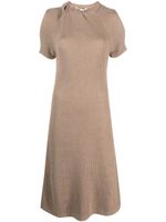 Stella McCartney short-sleeve ribbed-knit midi dress - Marron - thumbnail