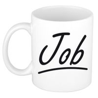 Naam cadeau mok / beker Job met sierlijke letters 300 ml   -