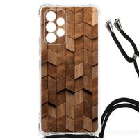 Stevig Telefoonhoesje voor Samsung Galaxy A53 Wooden Cubes - thumbnail