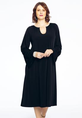 Yoek Jurk A-lijn met ketting | Zwart | Maat 54/56