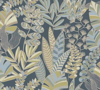 AS Creation Antigua - Blauw - Planten Behang - 390955