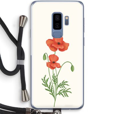 Red poppy: Samsung Galaxy S9 Plus Transparant Hoesje met koord