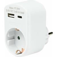 Benson Stopcontact met USB-A en USB-C - wit - 16A - 5,0V DC - 3,4A