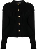 Alexander McQueen cardigan en maille nervurée à encolure ras du coi - Noir