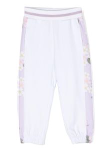 Monnalisa pantalon de jogging en coton à bandes contrastantes - Blanc