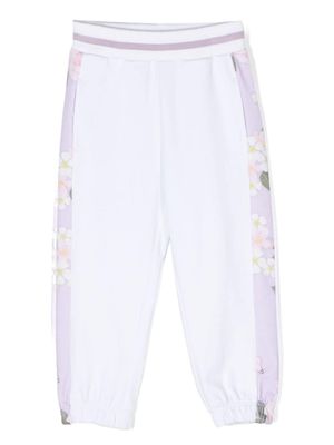 Monnalisa pantalon de jogging en coton à bandes contrastantes - Blanc