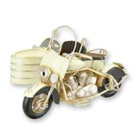 A TIN MODEL OF A MOTORCYCLE WITH SIDE CAR - thumbnail