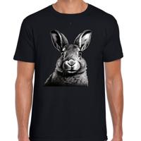 Cadeau T-shirt heren - boerderijdieren liefhebber - zwart - konijn