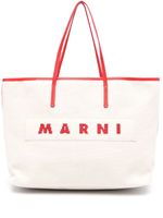 Marni petit sac à main Janus en toile - Blanc