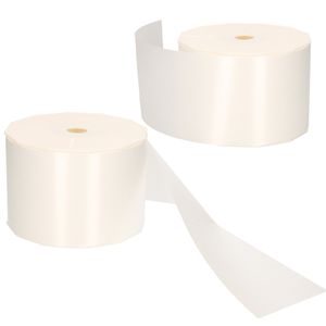 2x XL hobby/decoratie parel witte kunststof sierlinten 9 cm/90 mm x 91 meter