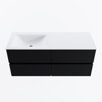 MONDIAZ VICA 120cm badmeubel onderkast Urban 4 lades. Wastafel CLOUD links zonder kraangat, kleur Talc.