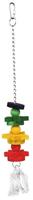 TRIXIE VOGELSPEELGOED AAN KETTING MET TOUW / HOUT MEERKLEURIG