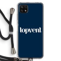 Topvent Navy: Samsung Galaxy A22 5G Transparant Hoesje met koord Topvent Navy: Samsung Galaxy A22 5G Transparant Hoesje met koord