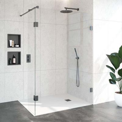 BRAUER Void inloopdouche helder glas 140x200 met 40 zijwand incl. glascoating PVD gunmetal geborsteld GS-VOI2H14040200GM