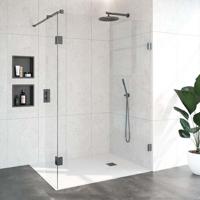 BRAUER Void inloopdouche helder glas 140x200 met 40 zijwand incl. glascoating PVD gunmetal geborsteld GS-VOI2H14040200GM