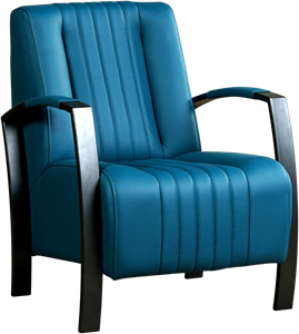 Blauwe leren industriële stalen fauteuil Glamour - Toledo Leer Turquoise (blauw leer)