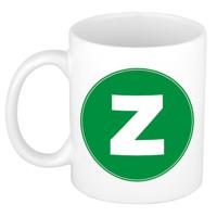 Koffie mok met de letter Z - beker - groen - eerste letter van een voornaam - wit - 300 ml
