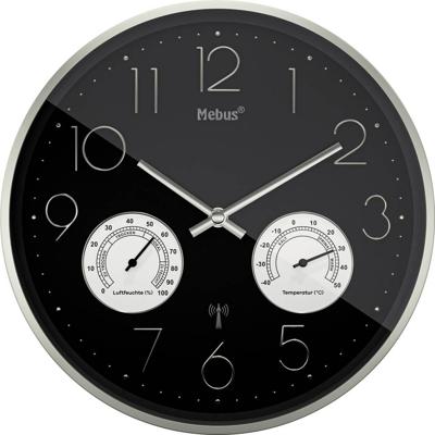 Mebus 12988 Wandklok Zendergestuurd 30 cm x 30 cm x 30 cm x 4.5 cm Zilver