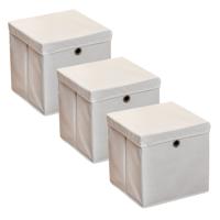 HI Opbergmand - 3x - grijs - 30 x 30 cm - kunststof - met deksel