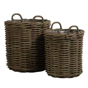 Giga Living - Rotan Mand Rond - Grijs Rotan - Set Van 2 - Avignon