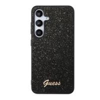 Samsung Galaxy S24+ Guess Glitter Flakes Metal Logo Hybride Hoesje - Zwart - thumbnail